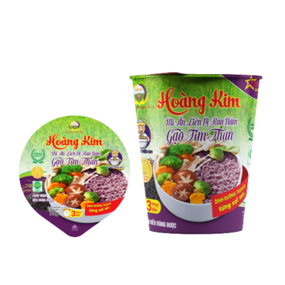 Mì ly ăn liền vị rau nấm gạo tím than hoàng kim ( 12ly/thùng-70gr/ly)