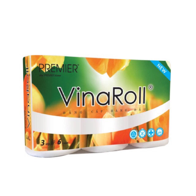 Giấy vệ sinh VinaRoll 6 cuộn 3 lớp cao cấp không lõi
